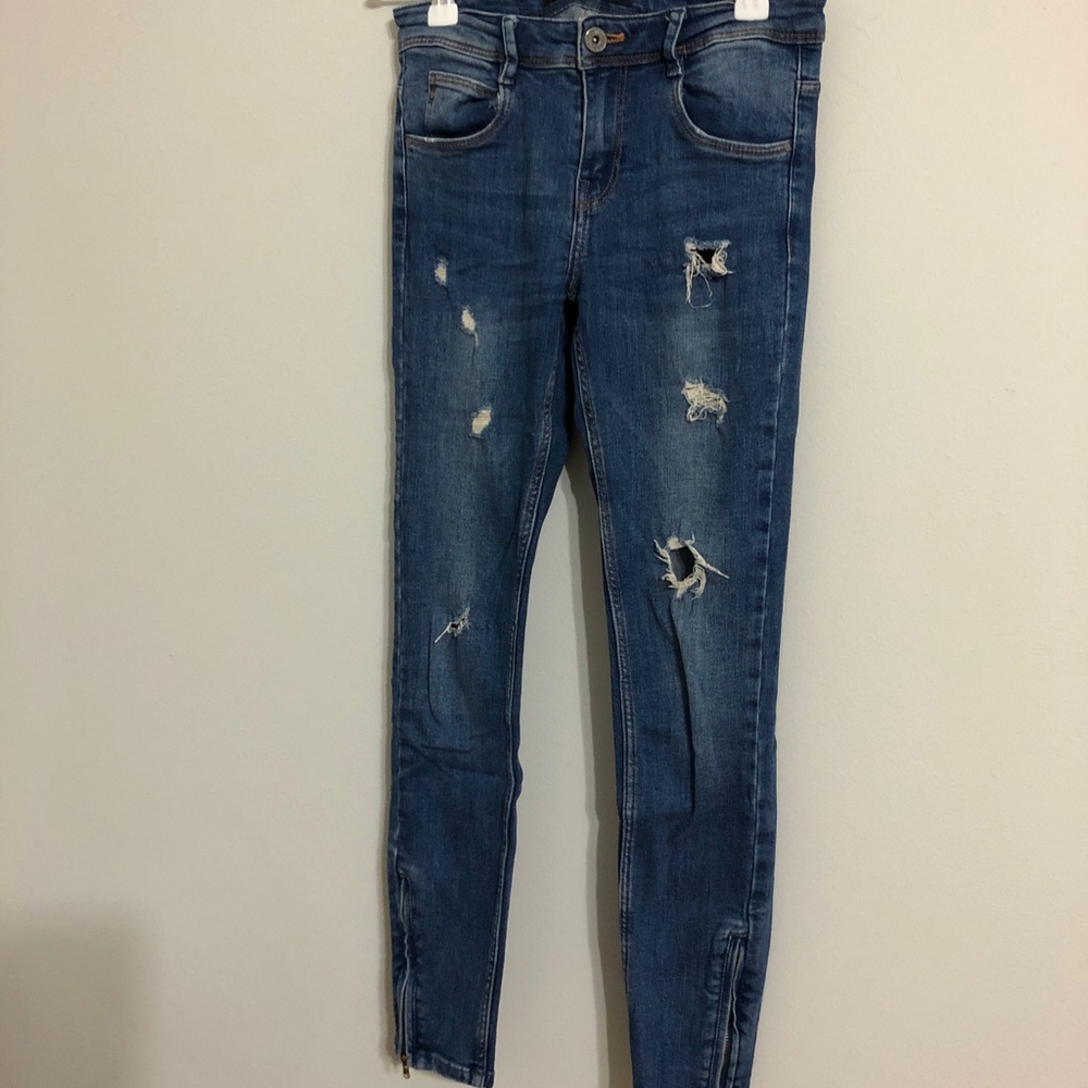 Zara skinny destroyed jeans
